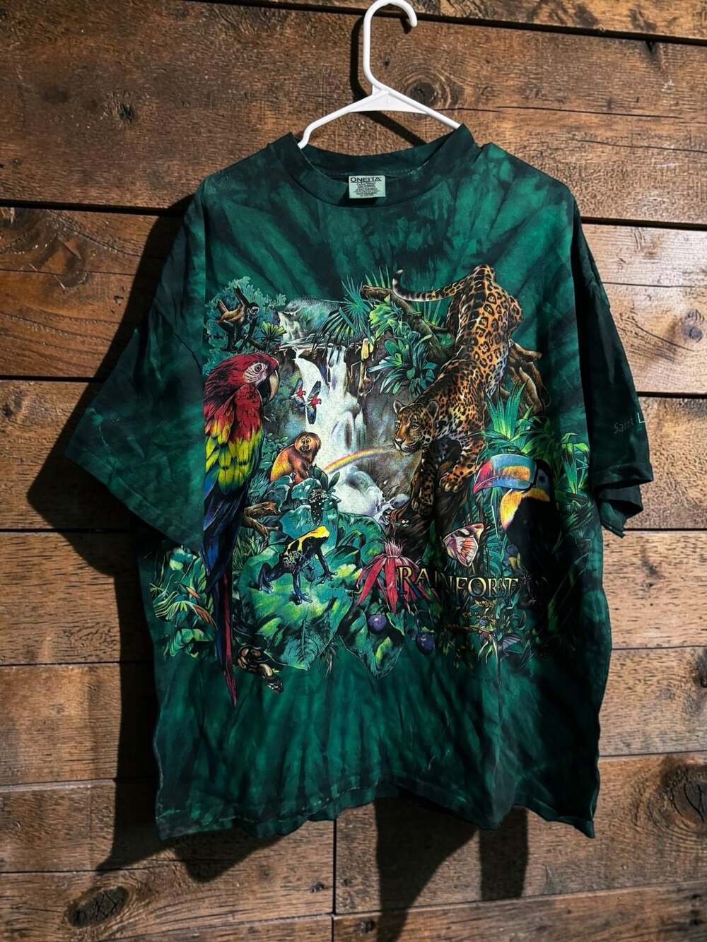 Vintage 90s Saint Louis Zoo Rainforest Wrap Around Graphic T-Shirt Oneita
